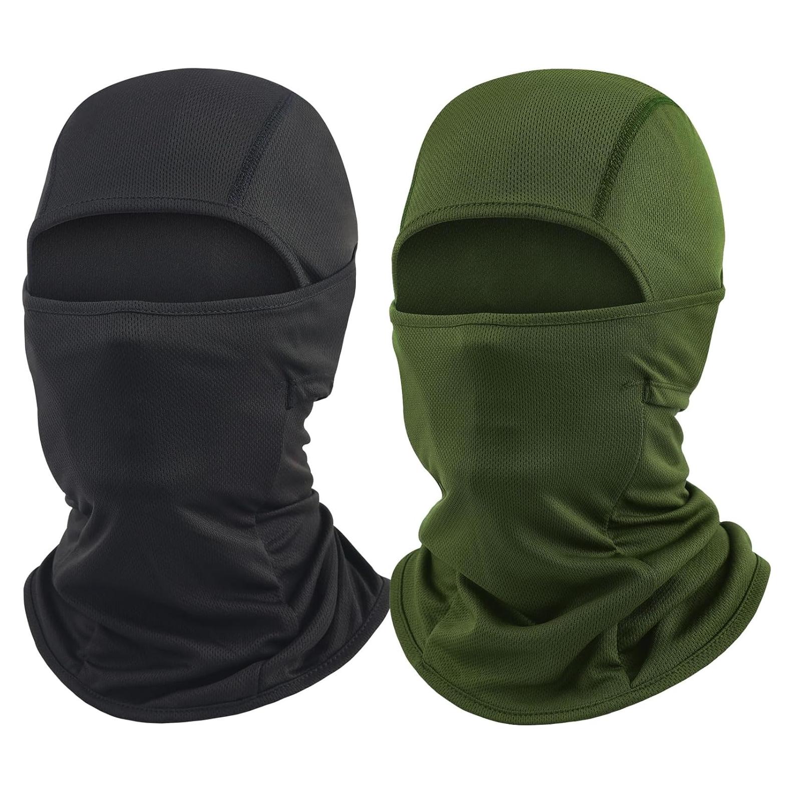 Máscara Balaclava UV Unisex Grande - 2 Paquetes, Negro y Verde