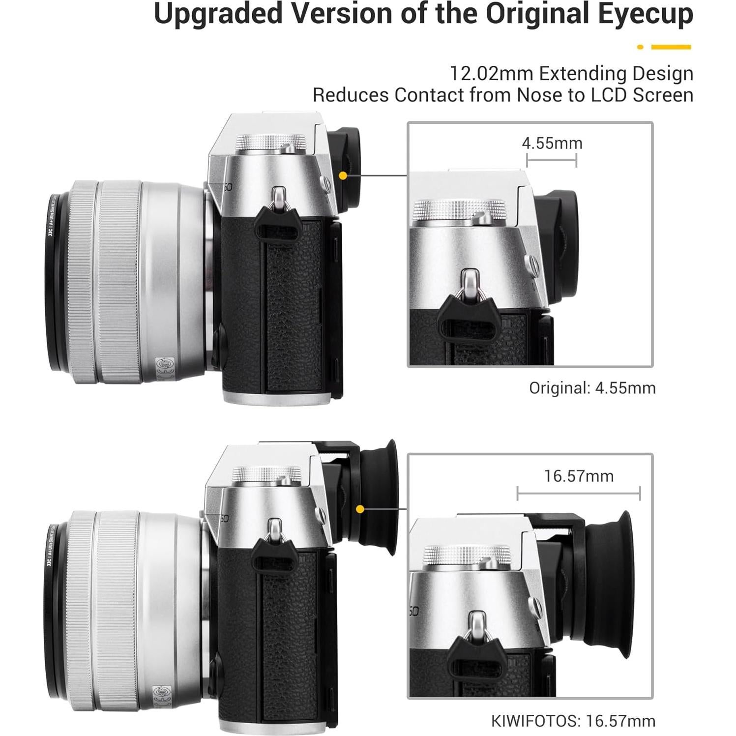 Copa ocular Kiwifotos para cámara Fuji X-T50, silicona suave