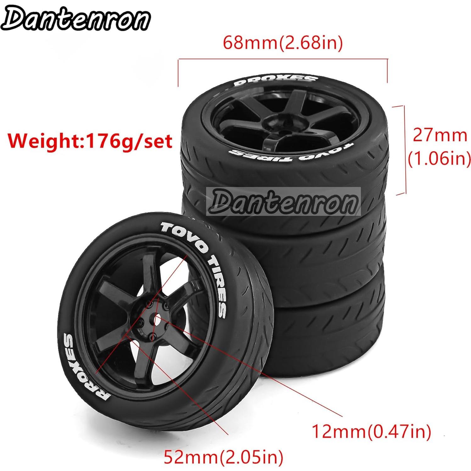 Neumáticos RC 1/10 Dantenron 68mm para Rally Drift 4Pcs