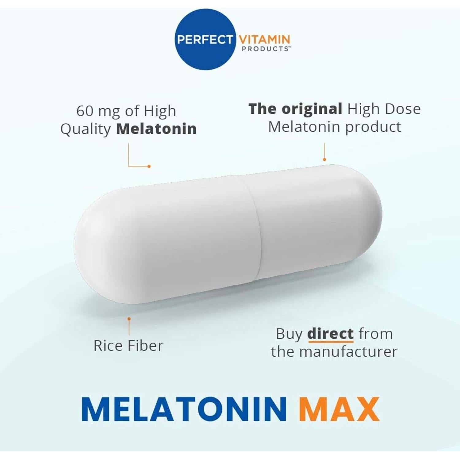 Melatonina MAX 60mg Vegana - 60 Cápsulas de Descanso Profundo