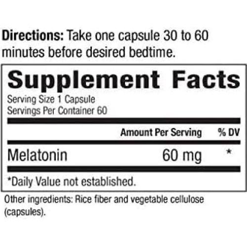 Melatonina MAX 60mg Vegana - 60 Cápsulas de Descanso Profundo