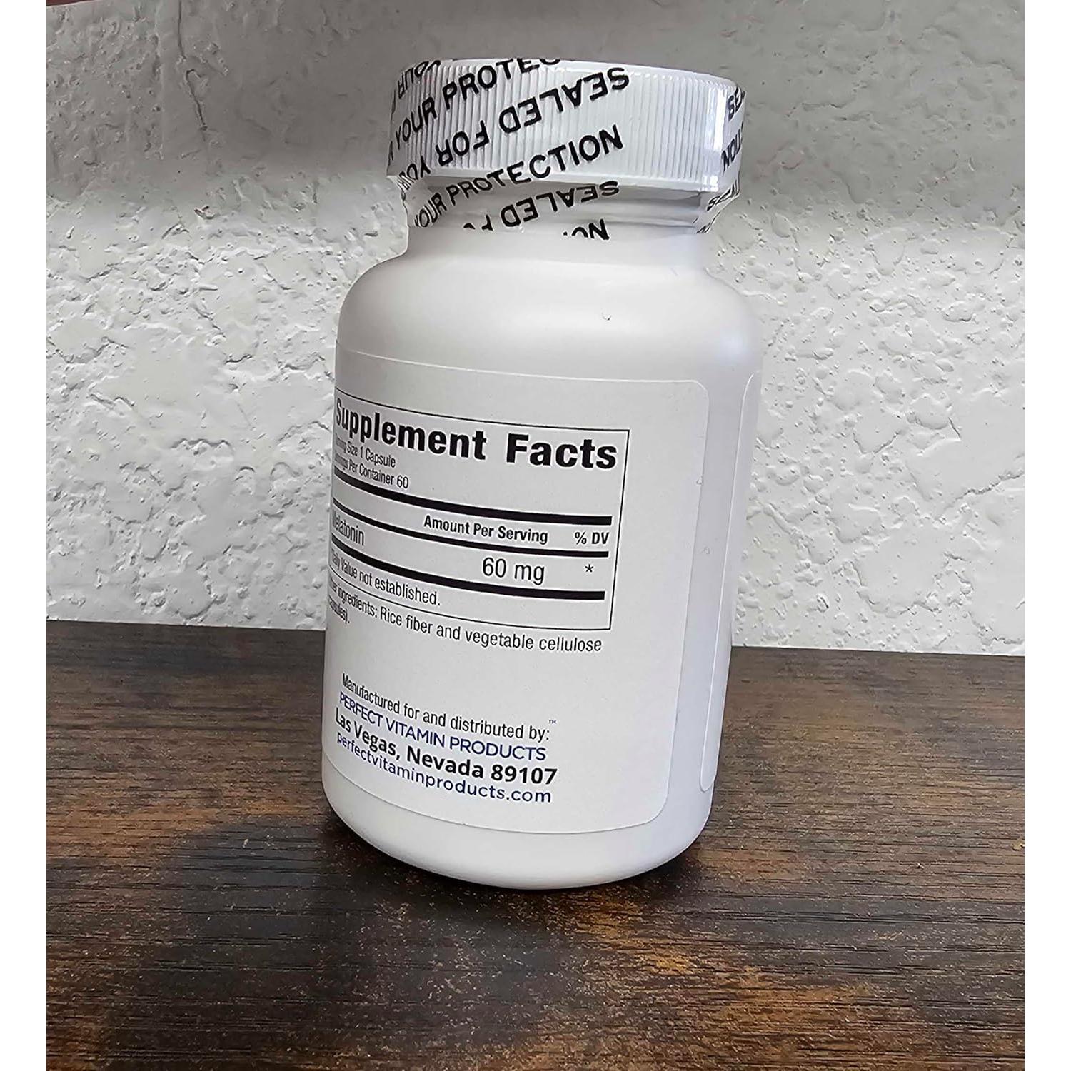 Melatonina MAX 60mg Vegana - 60 Cápsulas de Descanso Profundo