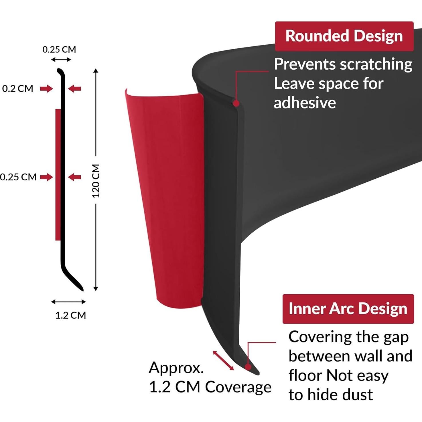 Moldura de Zócalo Autoadhesiva Sysho 12 cm x 6 m Negro