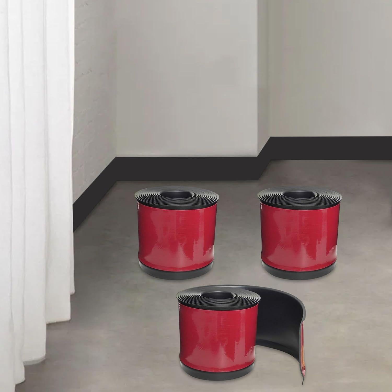 Moldura de Zócalo Autoadhesiva Sysho 12 cm x 6 m Negro