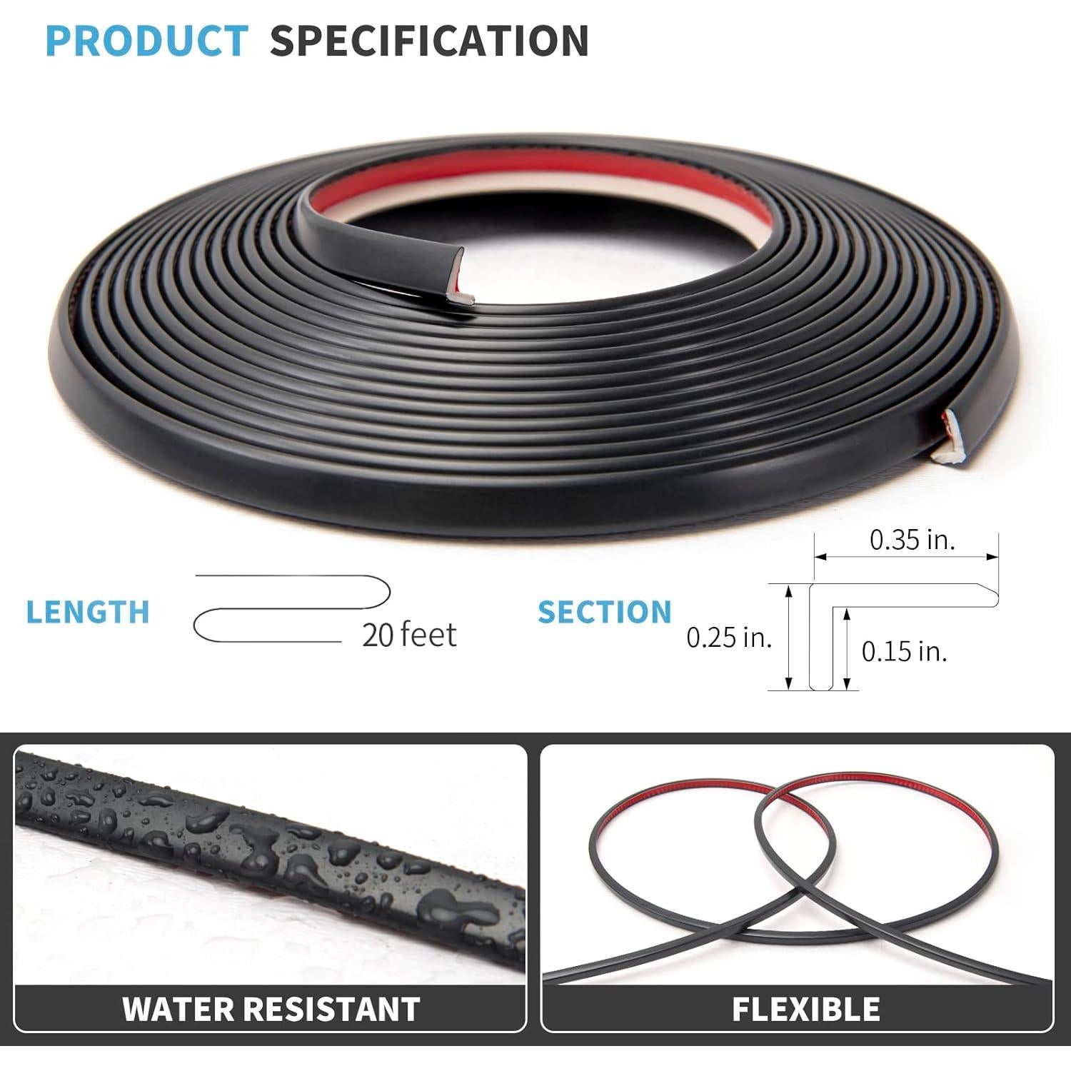 Moldura de Esquina Autoadhesiva Art3d 6m Vinilo Negro