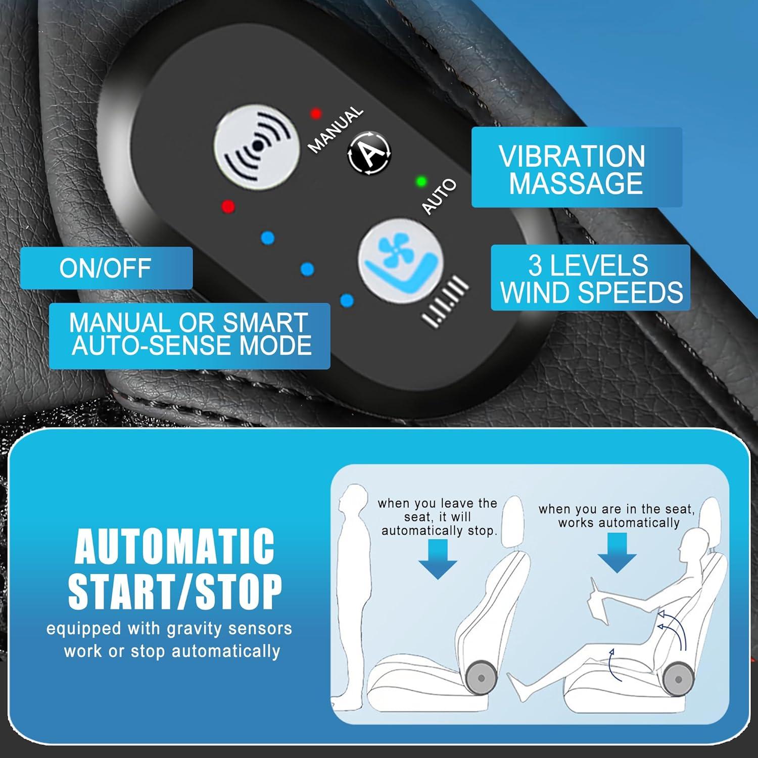 Funda de Asiento de Coche Ventilada Fochutech 12V con Masaje