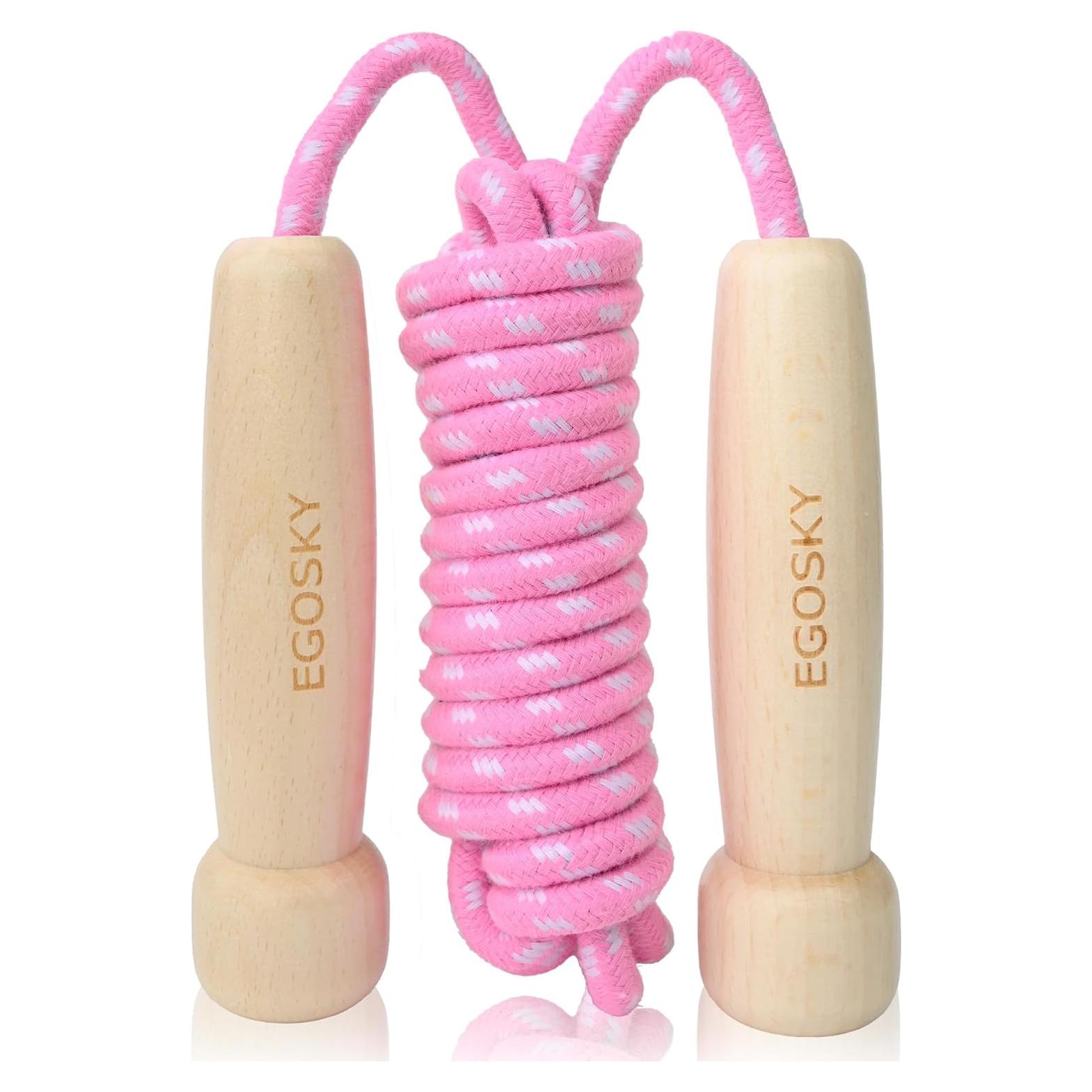 Cuerda de saltar ajustable EGOSKY con mango de madera 3m