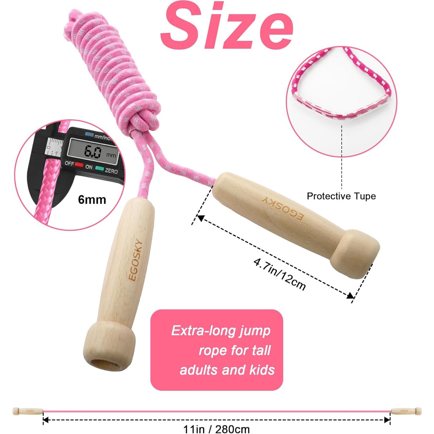 Cuerda de saltar ajustable EGOSKY con mango de madera 3m