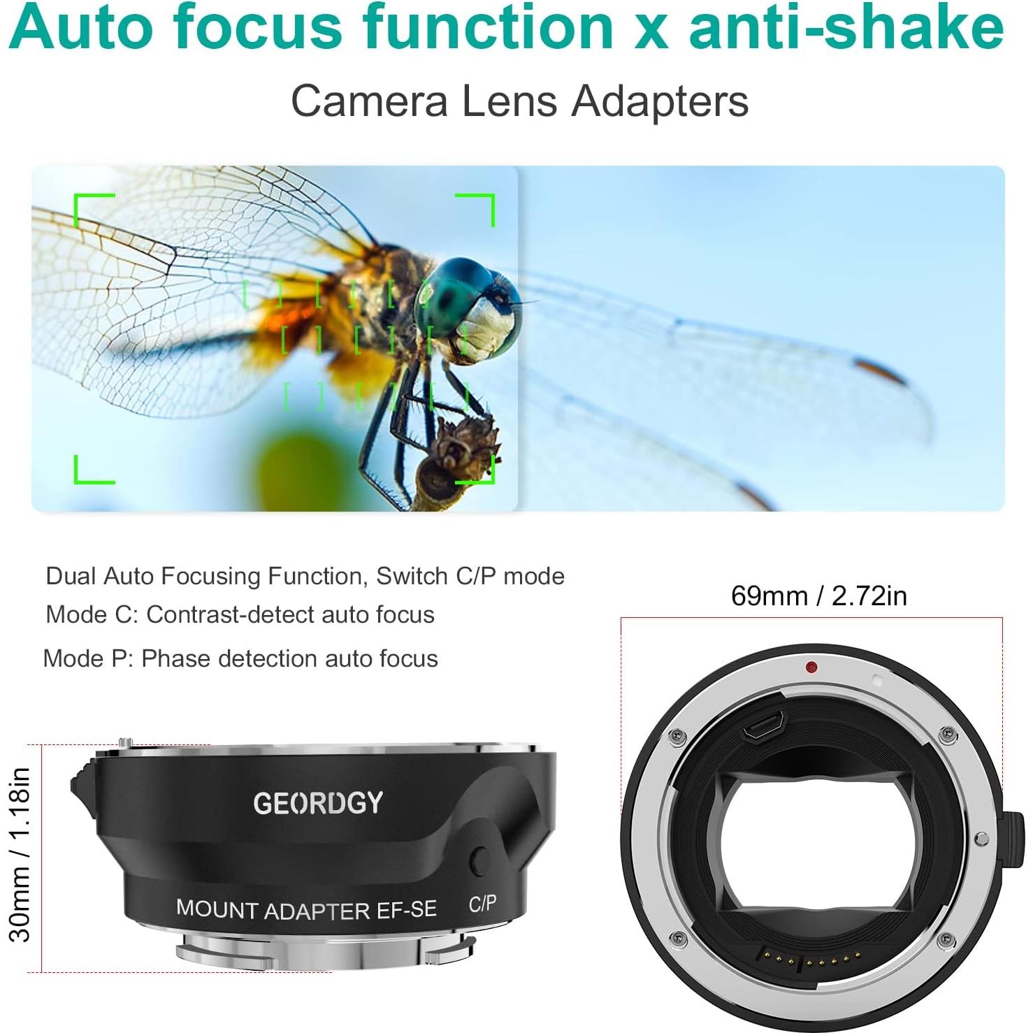 Adaptador de Montura de Lente EF/EF-S GEORDGY para Sony E