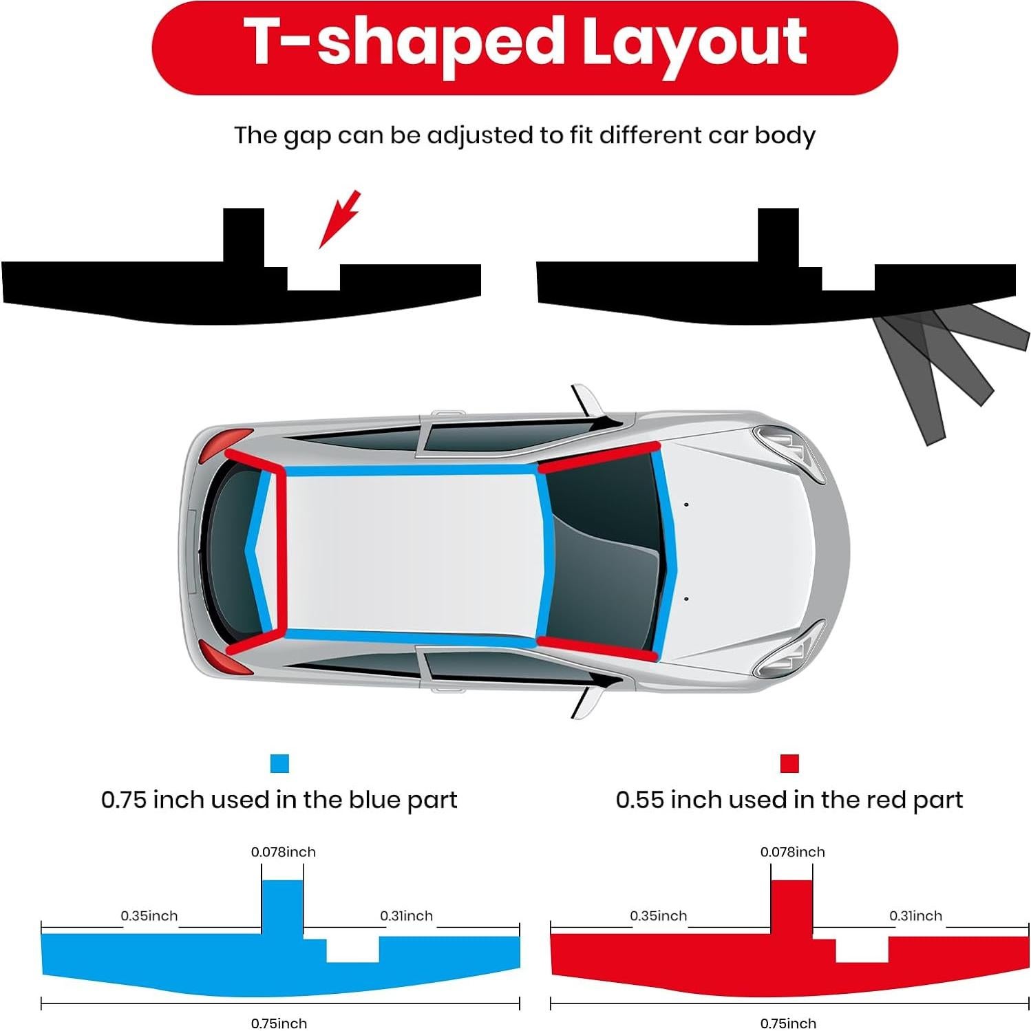 Sello de Goma para Parabrisas FengleAuto 5m x 14mm T Forma