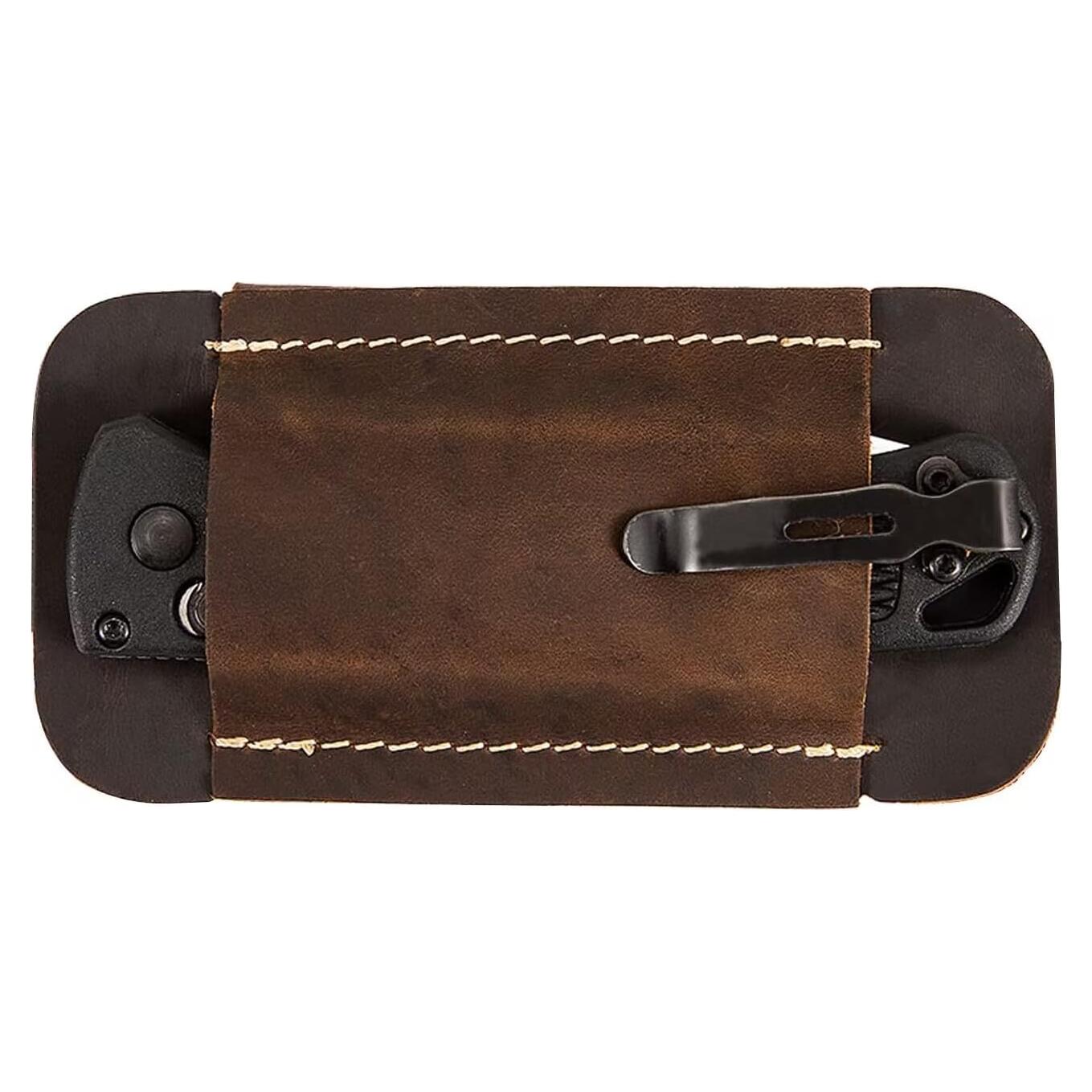 Funda de cuchillo de cuero Qchengsan 11.7x4.8cm marrón