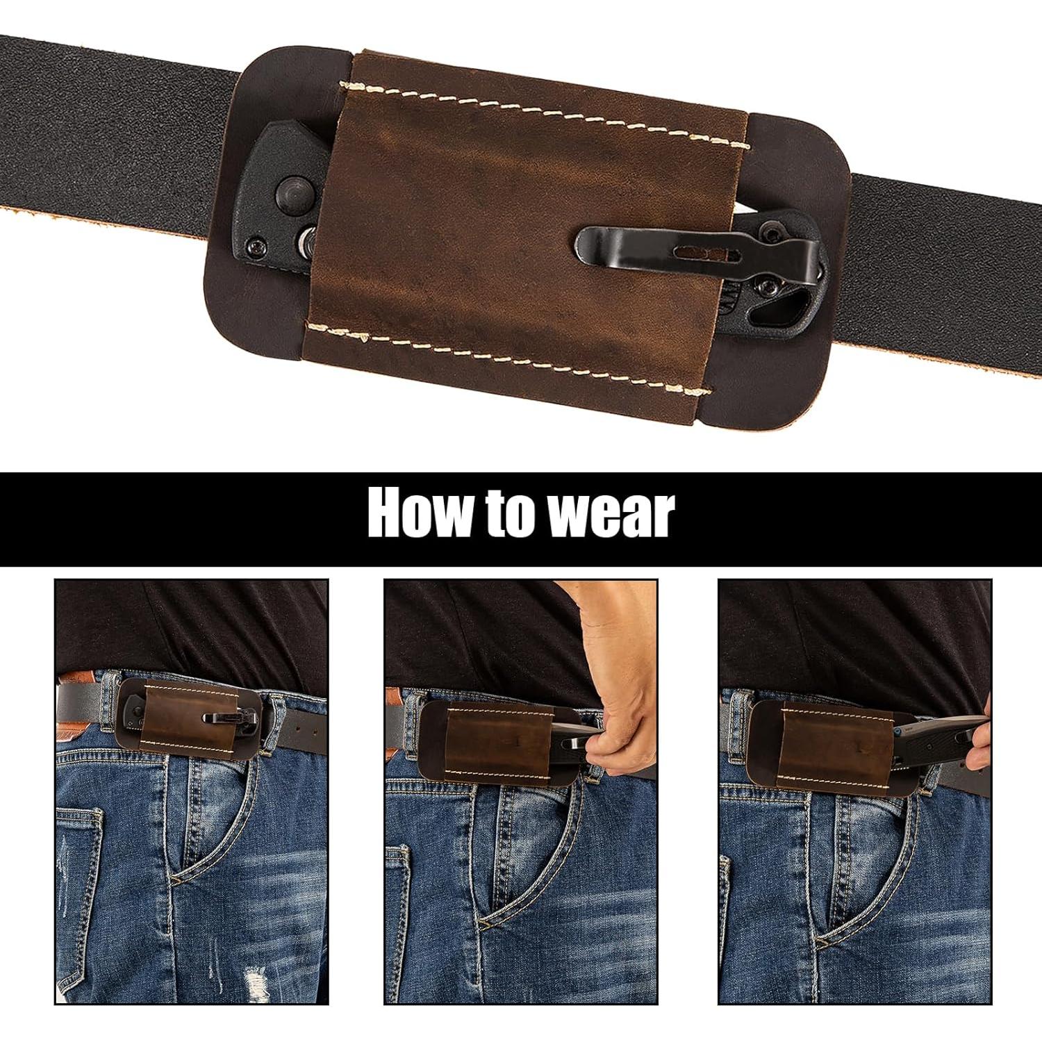 Funda de cuchillo de cuero Qchengsan 11.7x4.8cm marrón