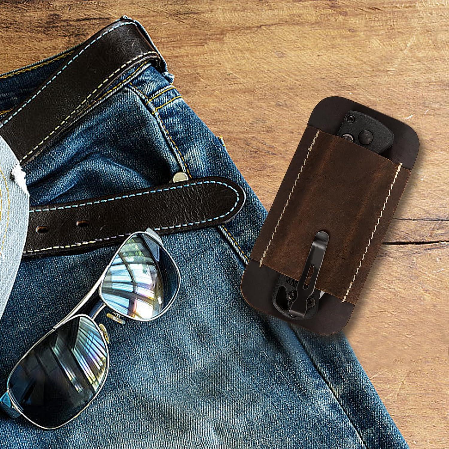 Funda de cuchillo de cuero Qchengsan 11.7x4.8cm marrón