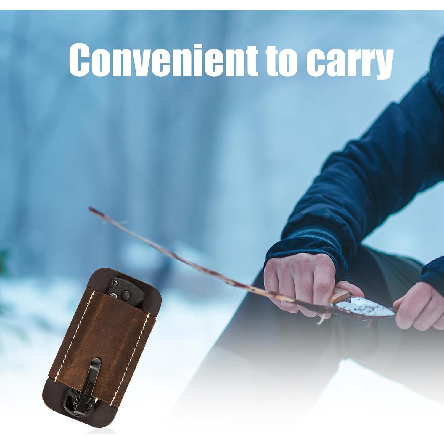 Funda de cuchillo de cuero Qchengsan 11.7x4.8cm marrón