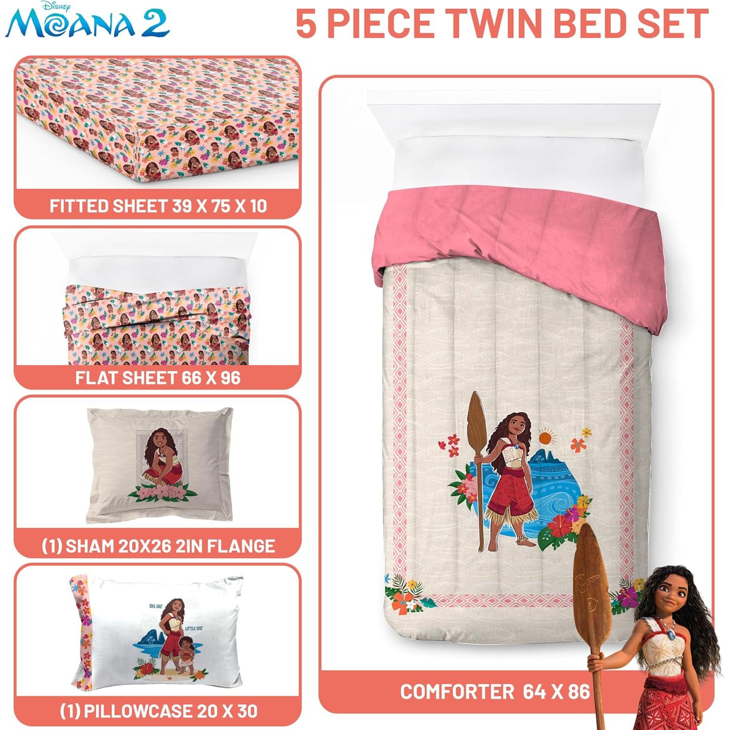 Juego de Edredón Twin Jay Franco Moana 5 Piezas Floral