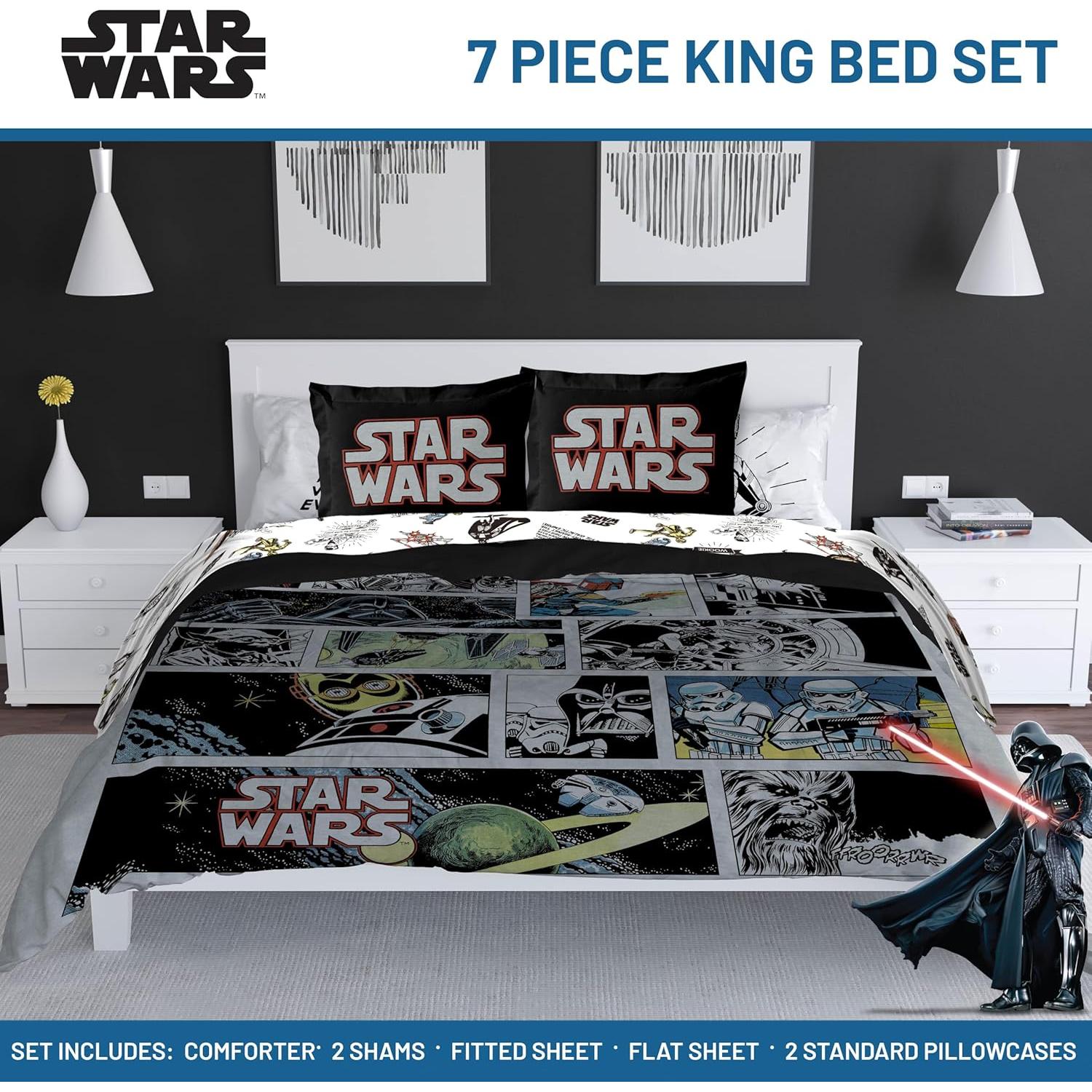 Juego de Ropa de Cama King Star Wars - 7 Piezas Suaves