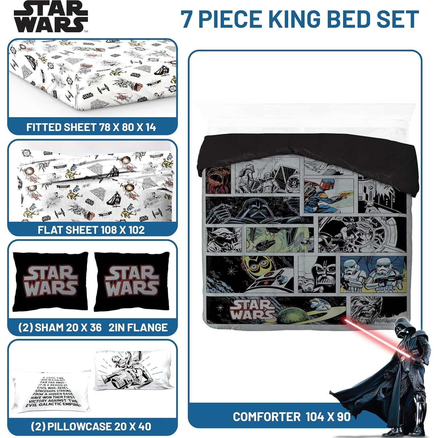 Juego de Ropa de Cama King Star Wars - 7 Piezas Suaves