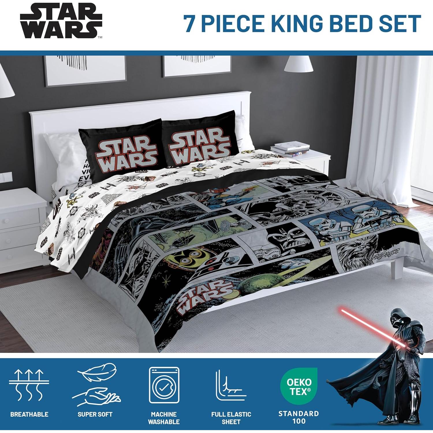Juego de Ropa de Cama King Star Wars - 7 Piezas Suaves