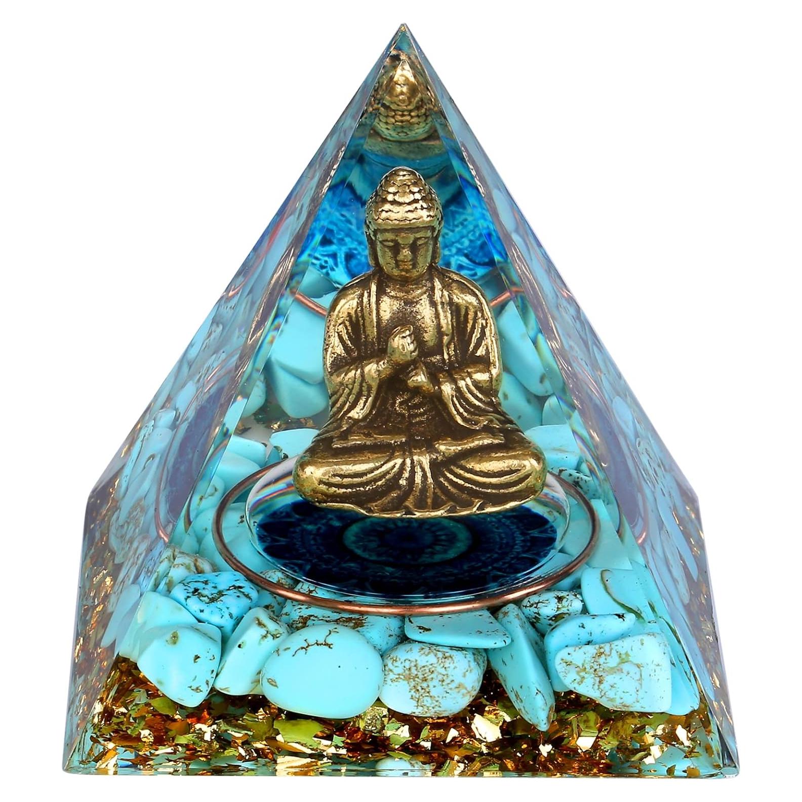 Estatua de Buda Fengshui-Caishen en Pirámide de Cristal Sanador
