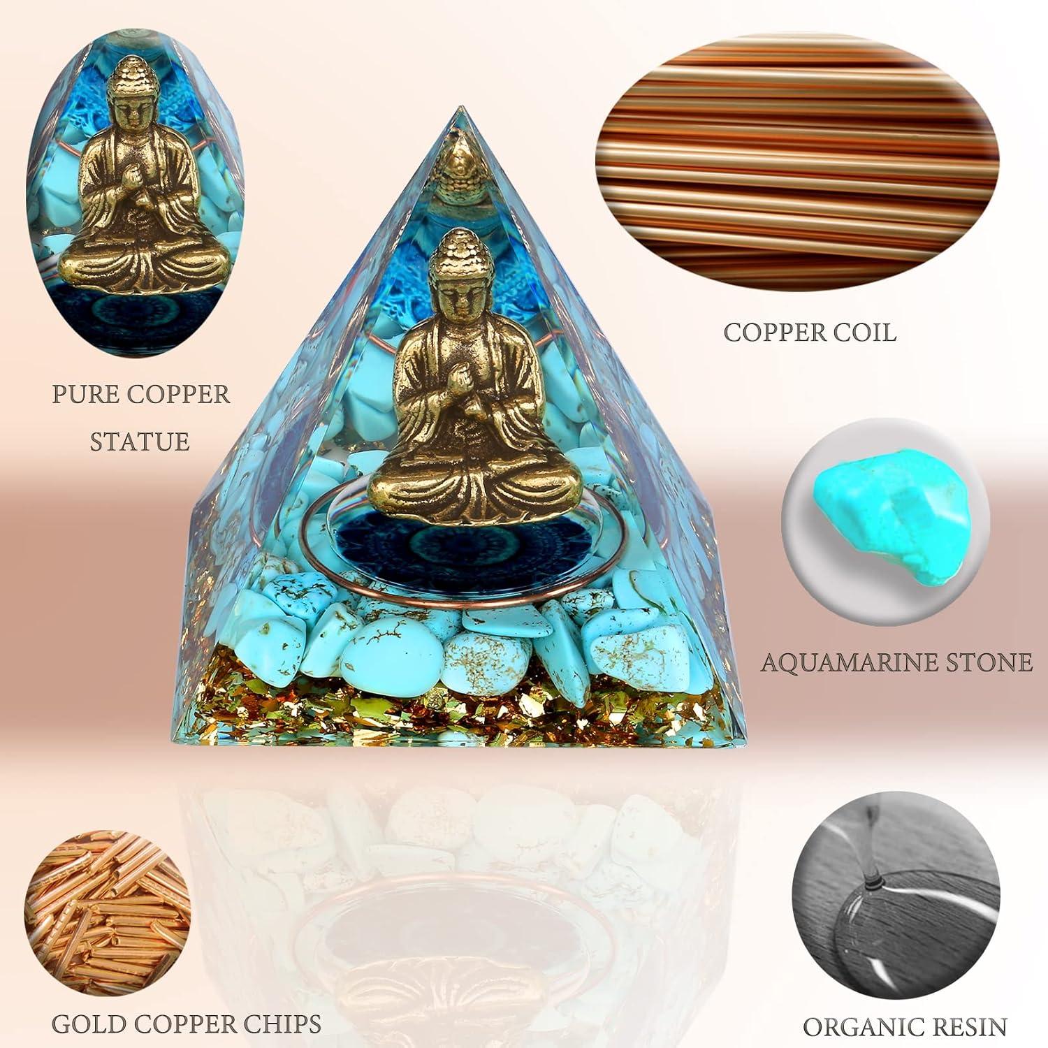 Estatua de Buda Fengshui-Caishen en Pirámide de Cristal Sanador