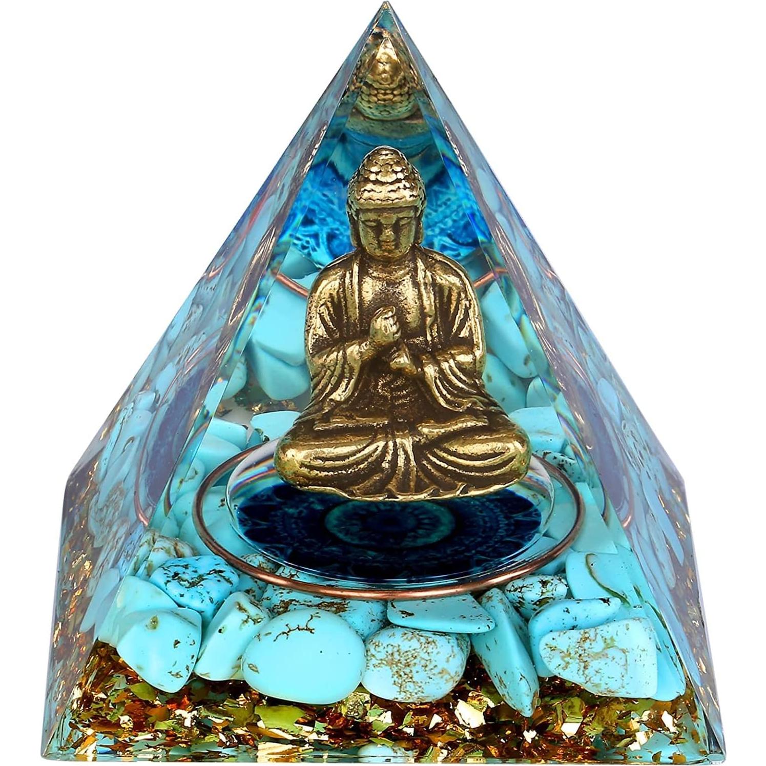 Estatua de Buda Fengshui-Caishen en Pirámide de Cristal Sanador