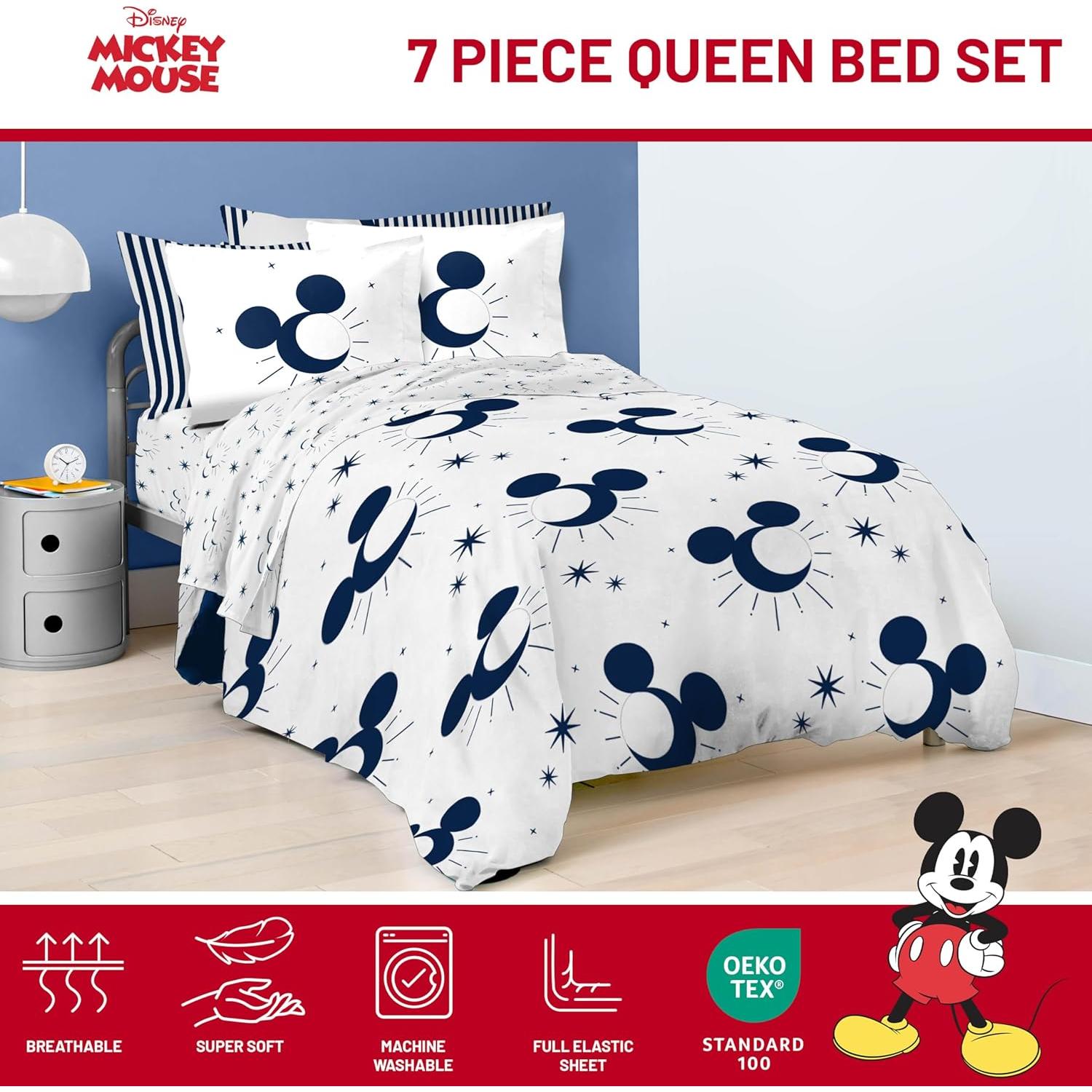 Juego de Edredón Queen Jay Franco Mickey Mouse 7 Piezas