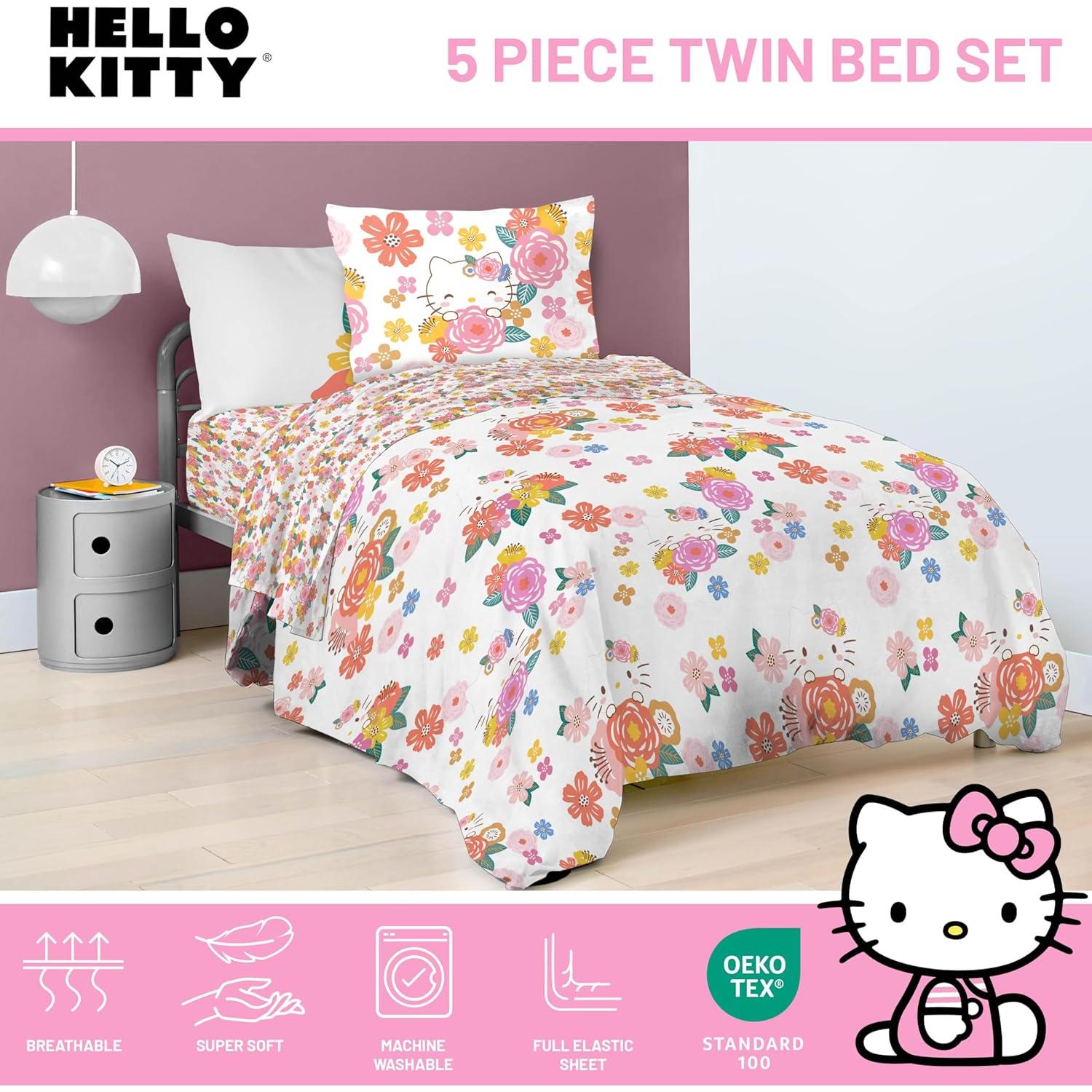 Juego de Edredón Twin Hello Kitty Jay Franco - 5 Piezas