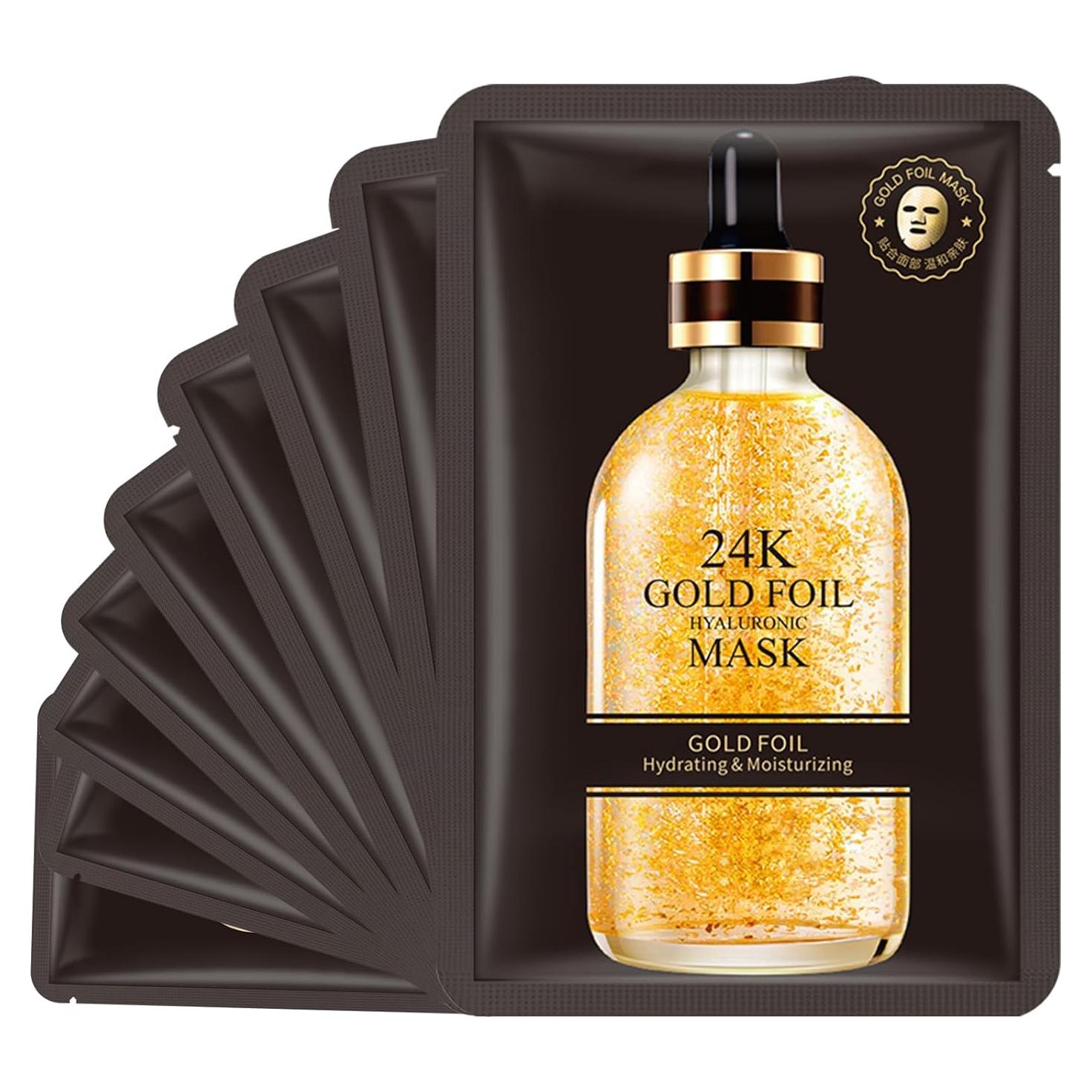 Mascarillas Faciales Hidratantes 24K Oro - Paquete de 10 Unidades