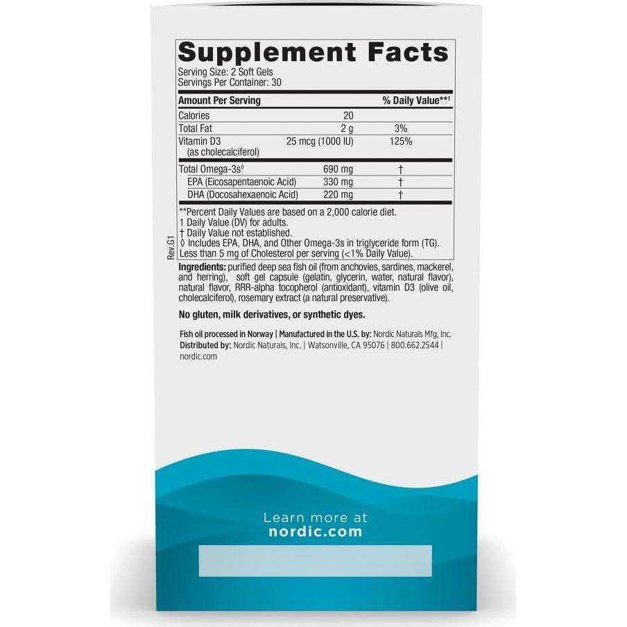 Nordic Naturals Omega-3D Gelatinas Blandas 60 Unidades 690 mg Omega-3