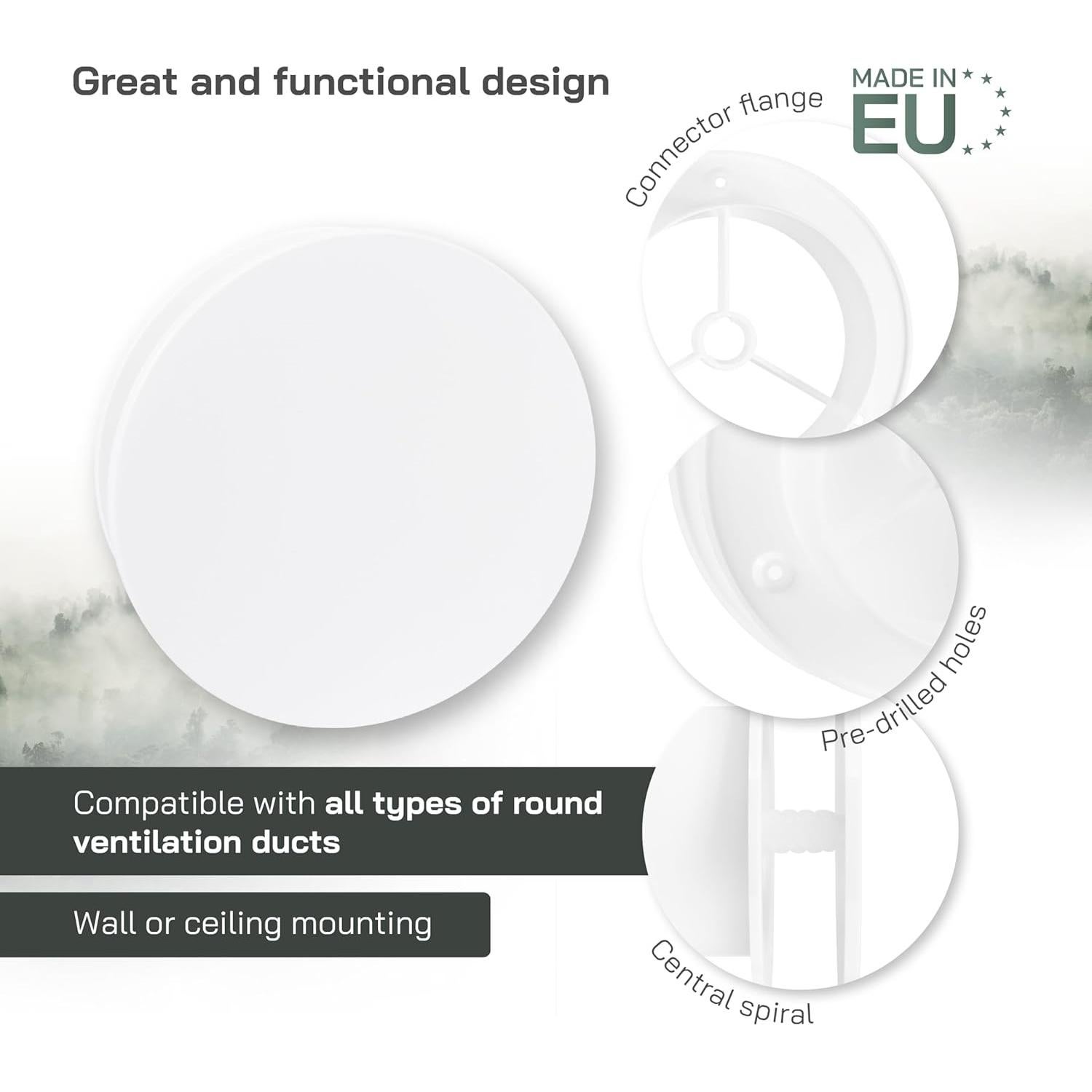 Difusor de Aire Circular Vent Systems Ø 10 cm Ajustable para HVAC