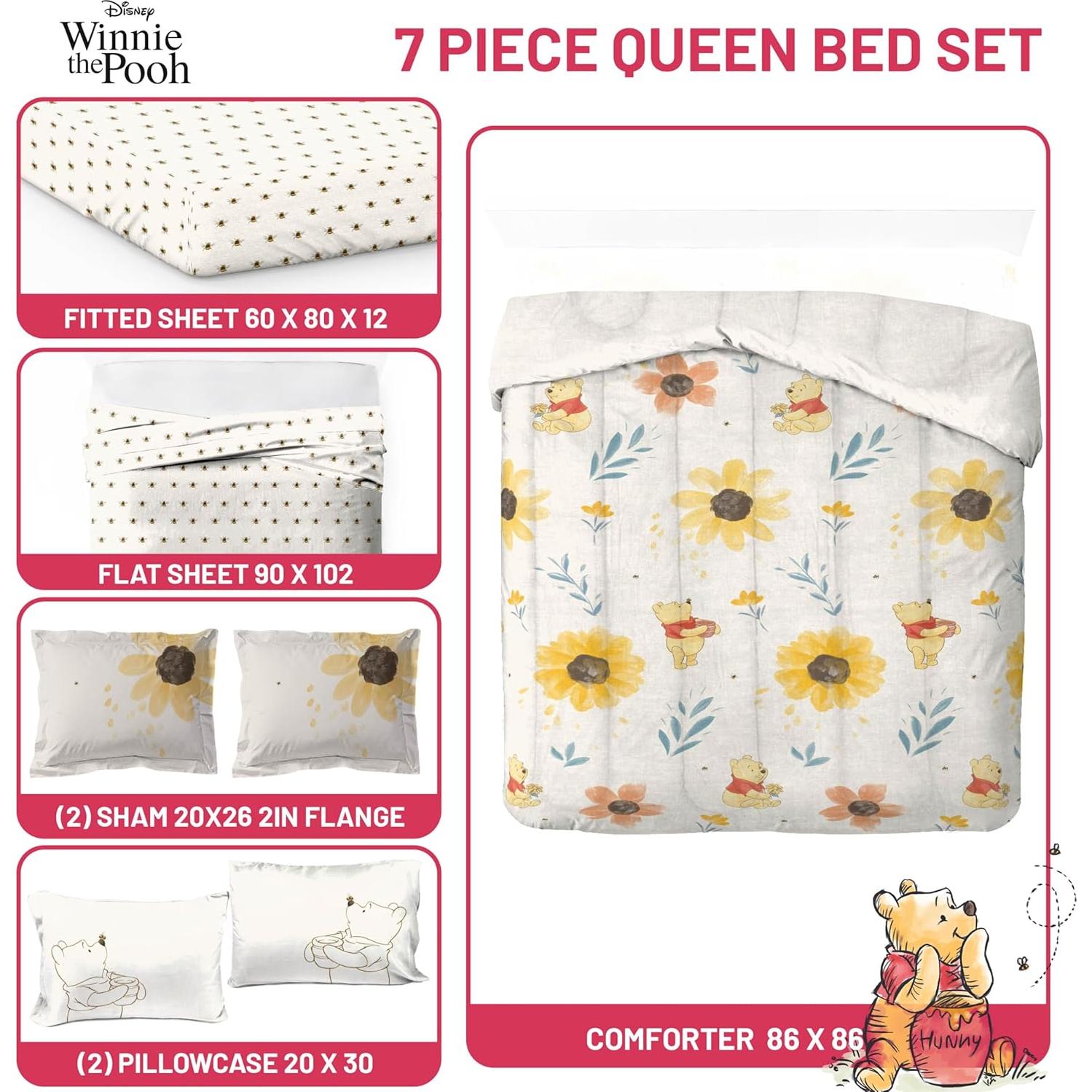 Juego de Edredón Queen Jay Franco Winnie Pooh 7 Piezas