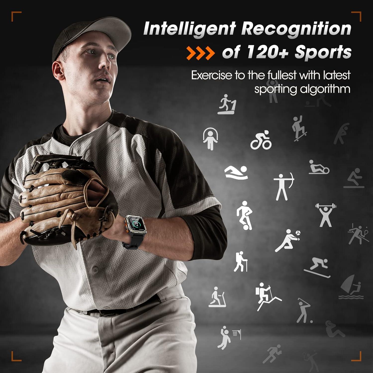 Reloj Inteligente Militar Rgthuhu Naranja 10 ATM Fitness