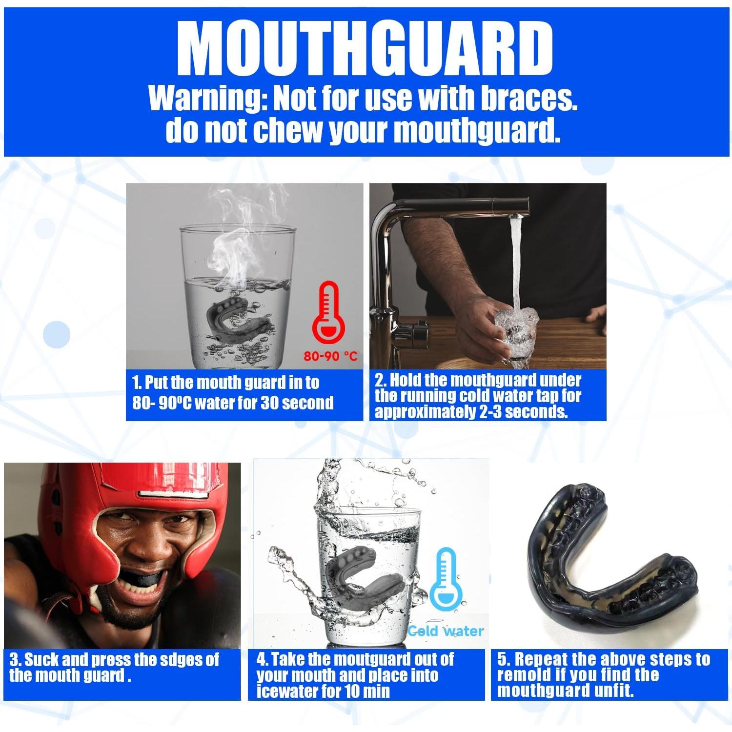 Paquete de 2 Protectores Bucales Ordbuum para Fútbol y Deportes