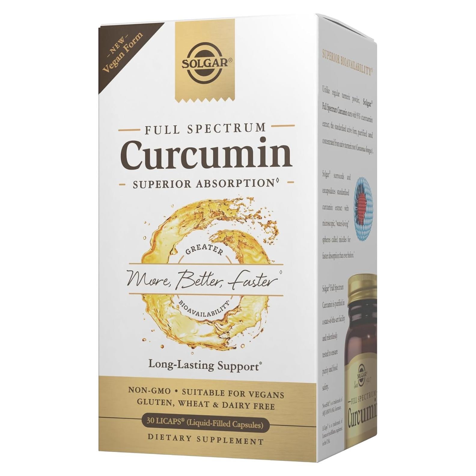 Suplemento de Curcumina Solgar 30 LiCaps - Salud Cerebral y Articular