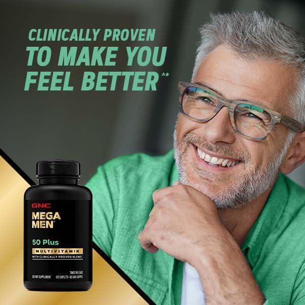 GNC Mega Men 50 Plus Multivitaminas 60 Comprimidos Salud Corazón