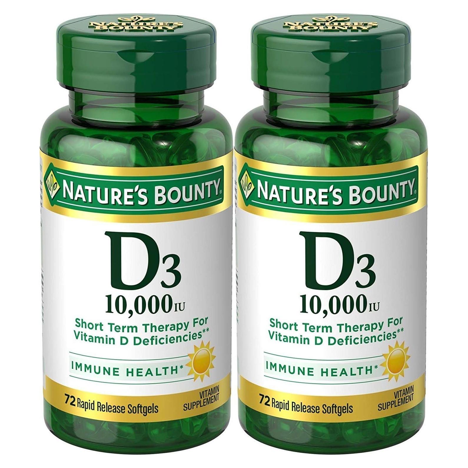 Suplemento Vitamina D3 Nature's Bounty 10,000 UI 144 Gelatinas