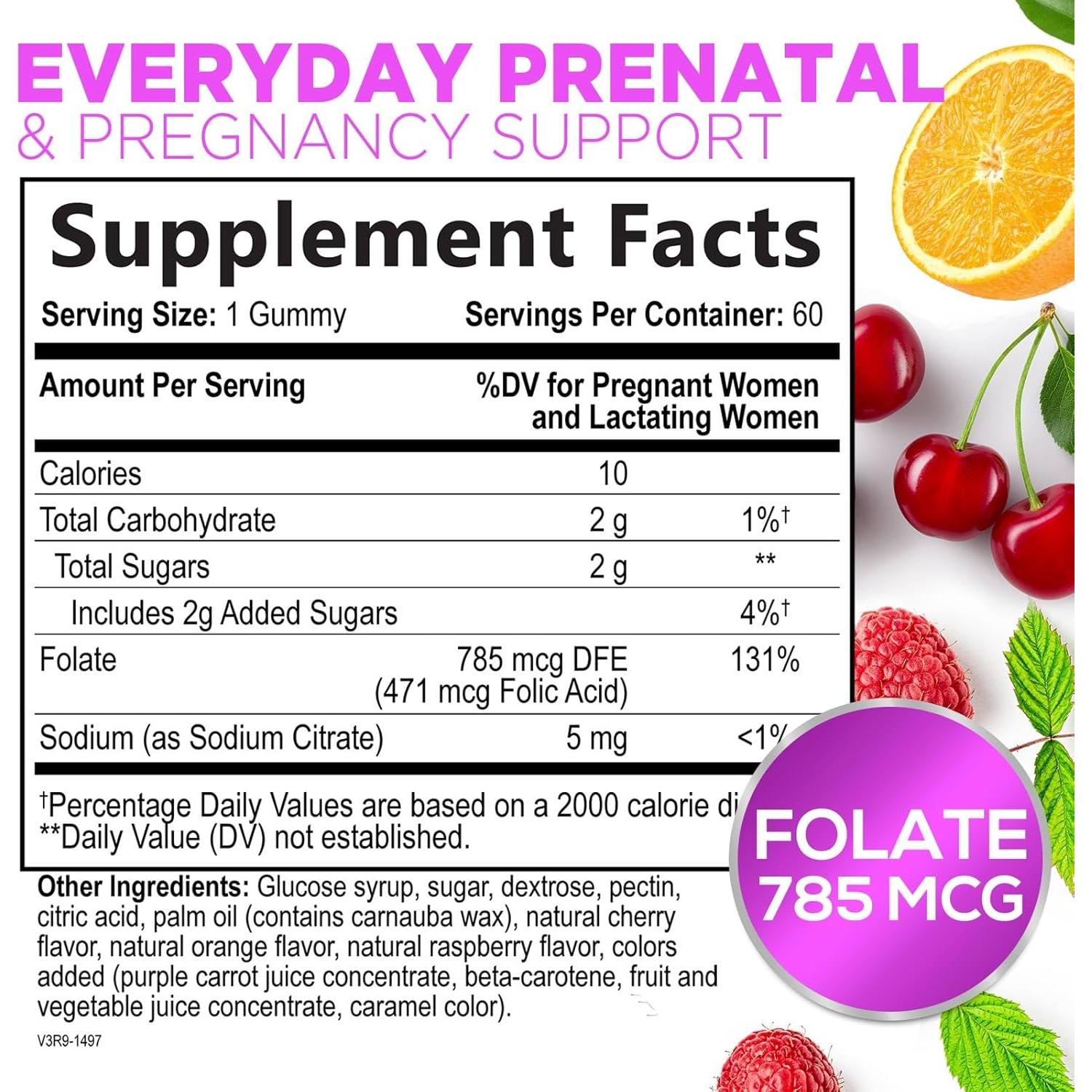 Gomitas de Ácido Fólico Nature's Nutrition 785 mcg - 60 Unidades