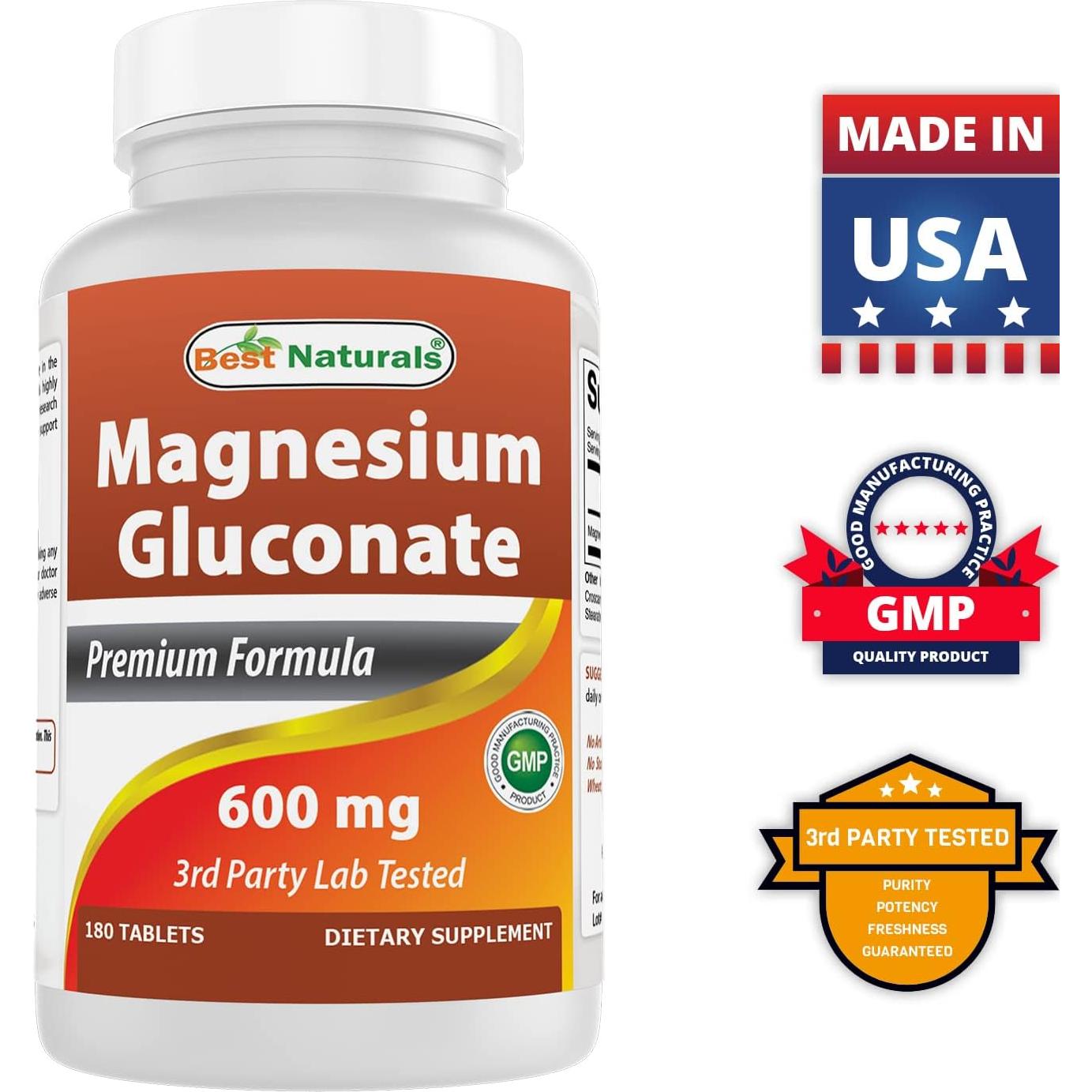 Gluconato de Magnesio Mejor Naturales 180 Tabletas 35 mg