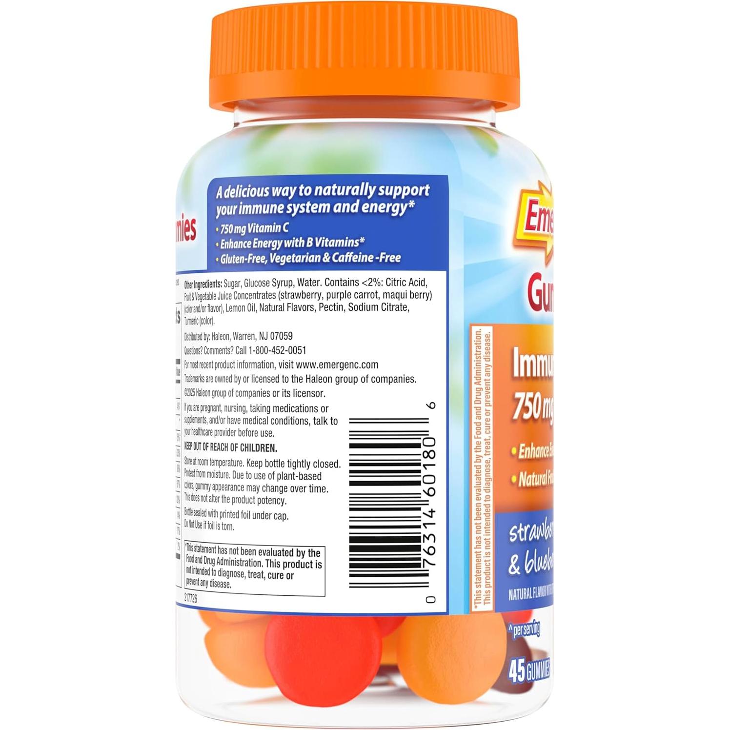 Gomas de Vitamina C Emergen-C 750mg Sin Gluten - 45 Unidades