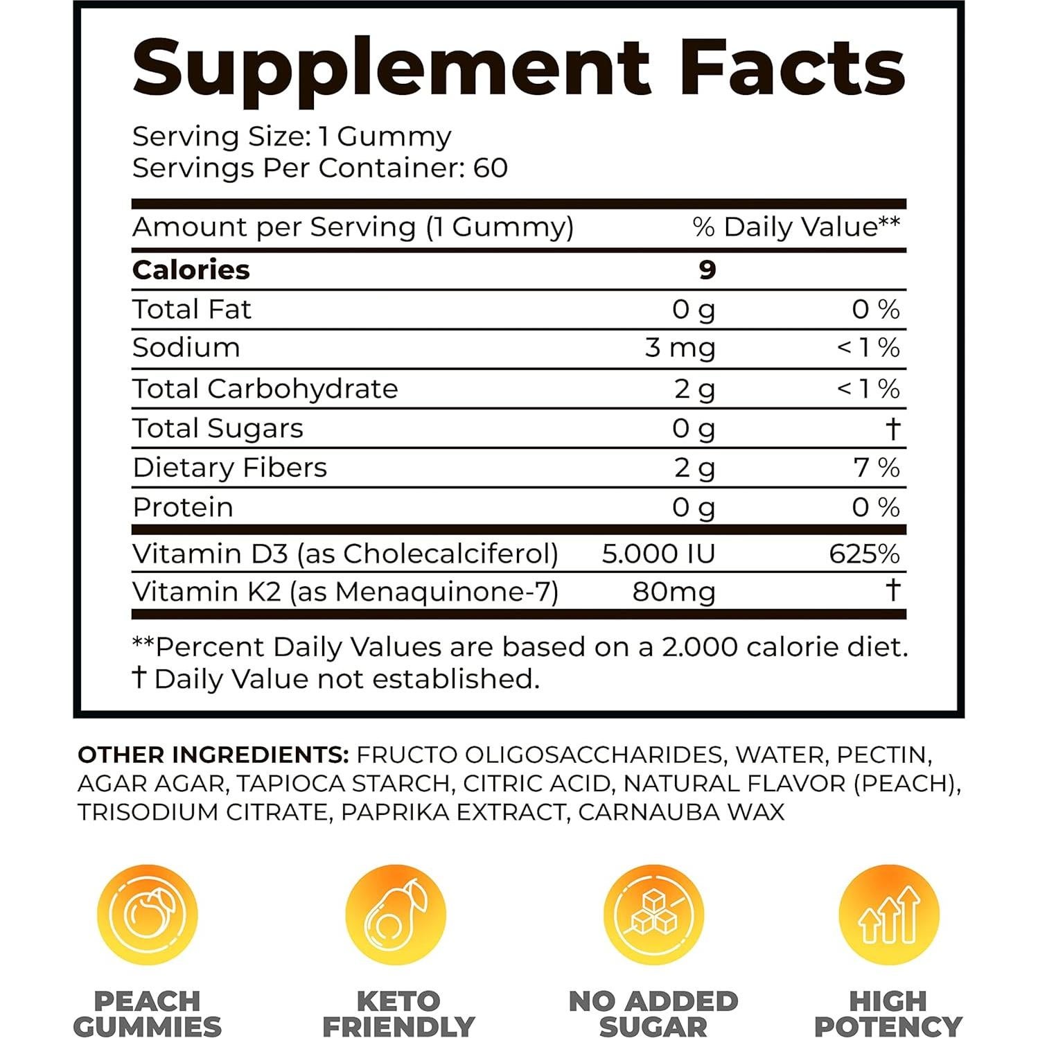 Gominolas de Vitamina D3 K2 Dr. Moritz 5000 UI - 60 Unidades