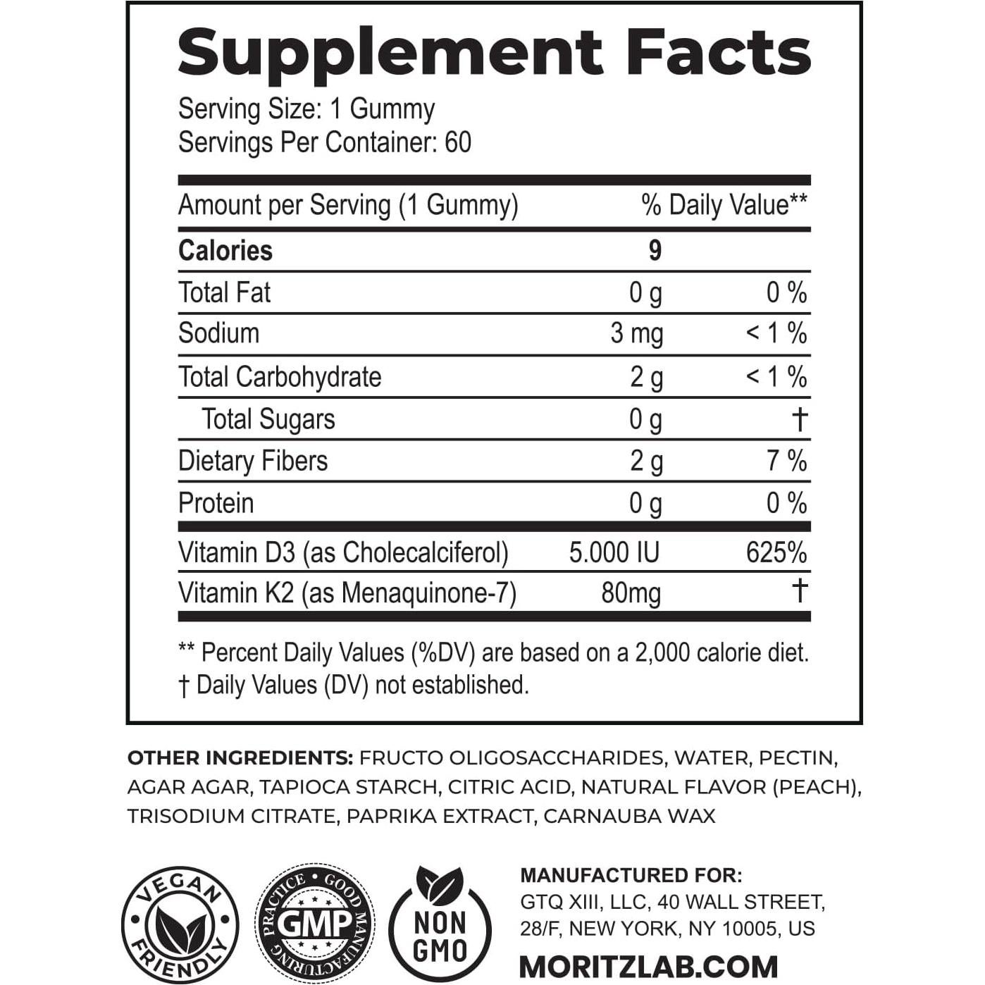 Gominolas de Vitamina D3 K2 Dr. Moritz 5000 UI - 60 Unidades