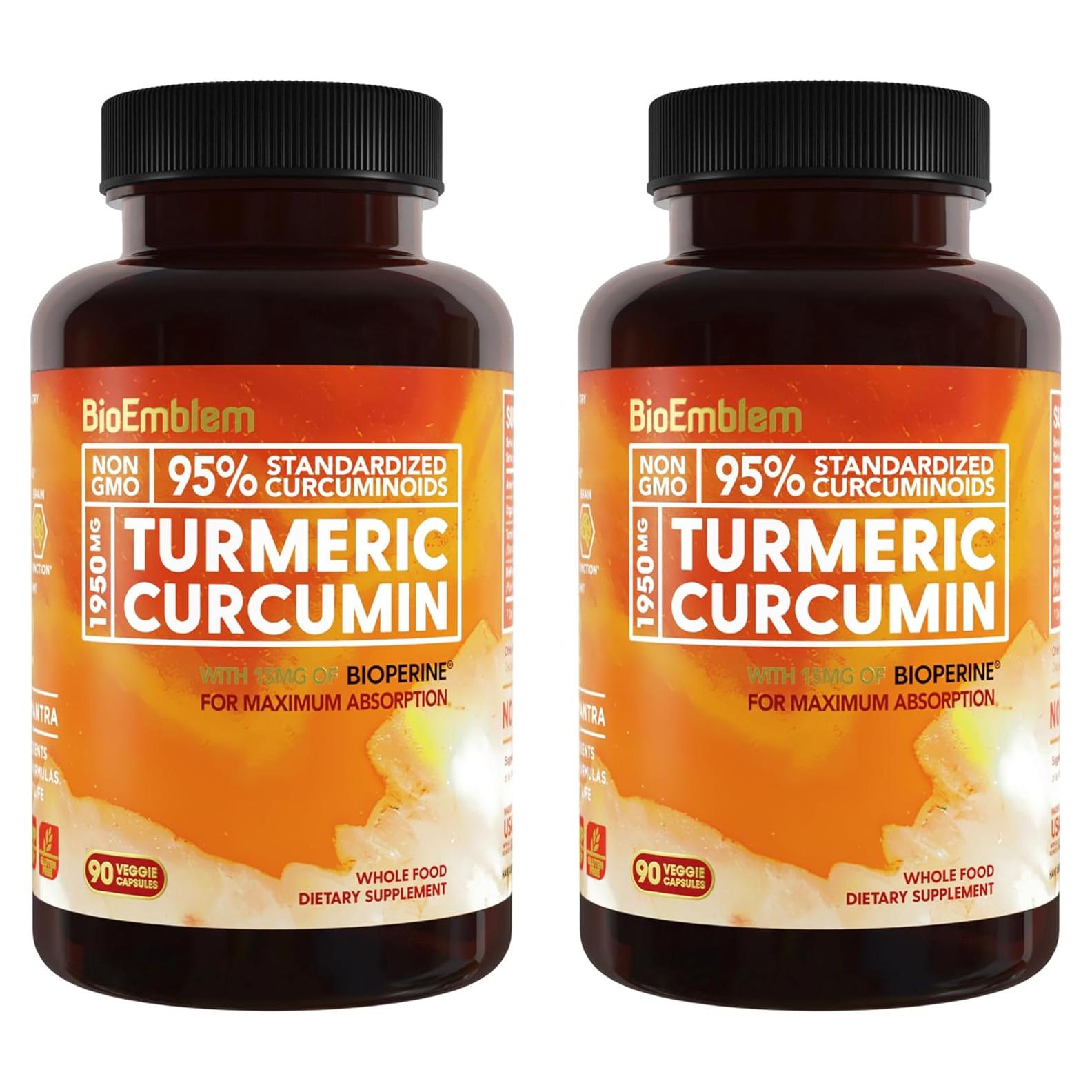 Suplemento de Cúrcuma Curcumina BioEmblem 180 Cápsulas