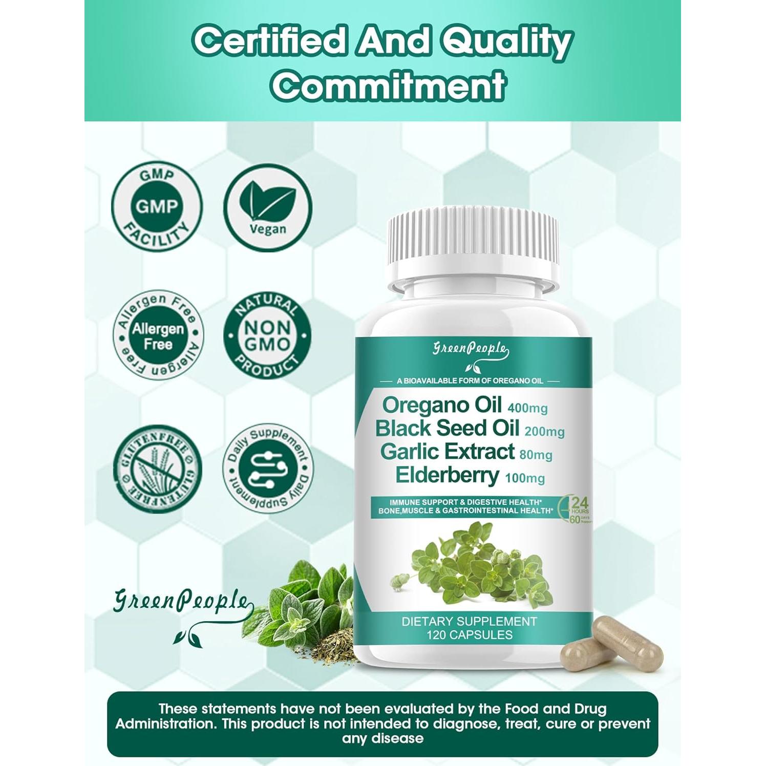 Cápsulas de Aceite de Orégano Orgánico Greenpeople 120 Ct