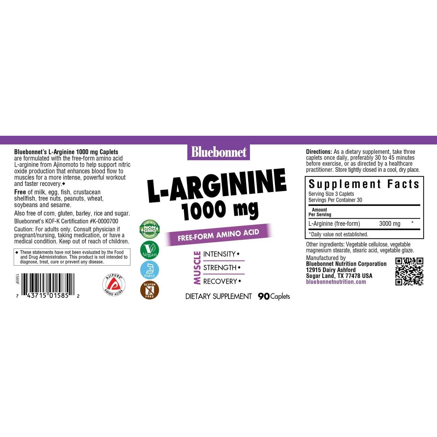 Cápsulas de L-Arginina 1000 mg BlueBonnet - 90 Unidades