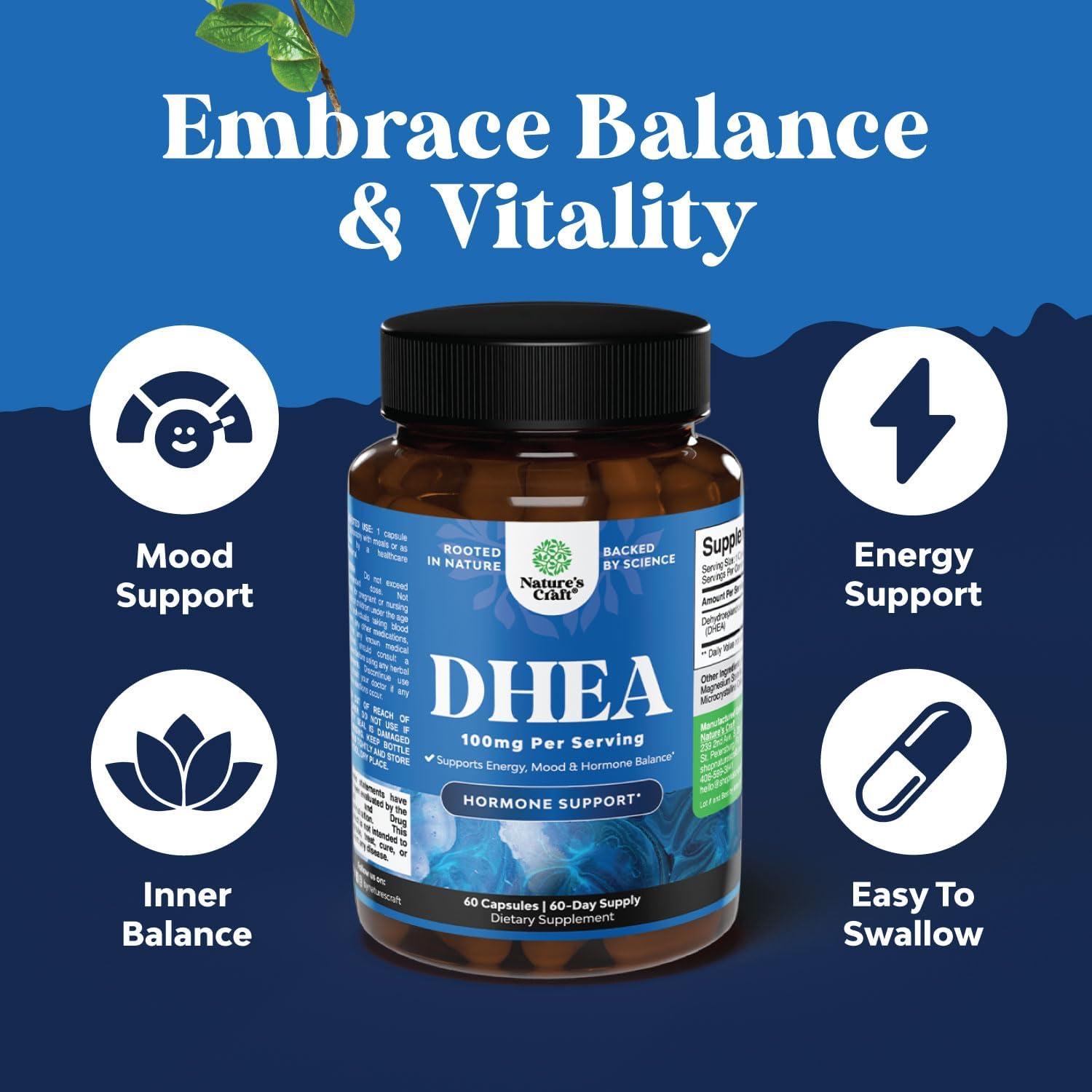 Suplemento DHEA 100mg Natures Craft - Equilibrio Hormonal 60 Cápsulas