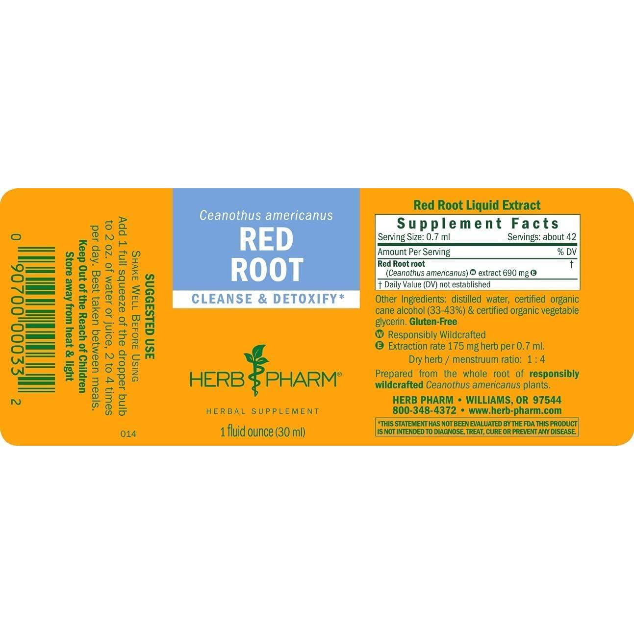 Extracto Líquido de Raíz Roja Herb Pharm 29.57 ml - Desintoxicación