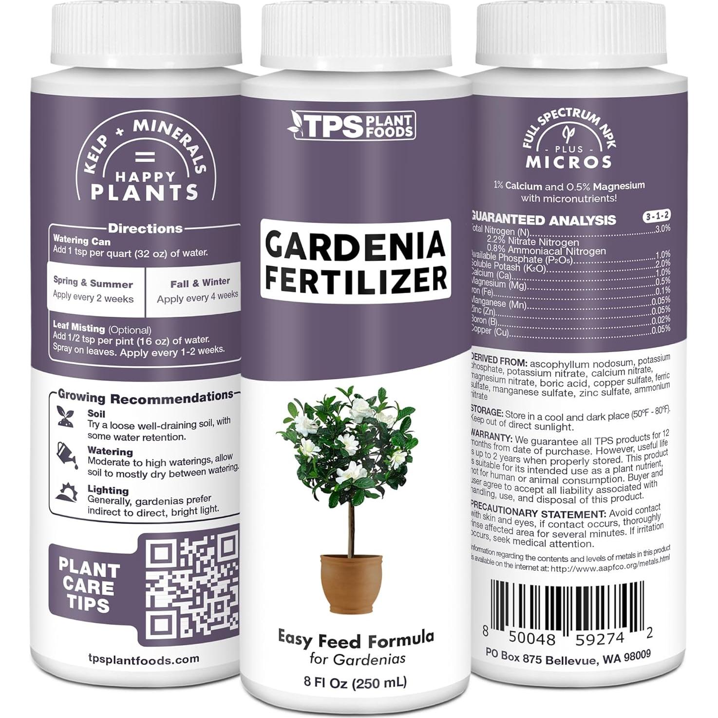 Fertilizante Líquido Gardenia TPS Nutrients 250ml para Plantas Ácidas