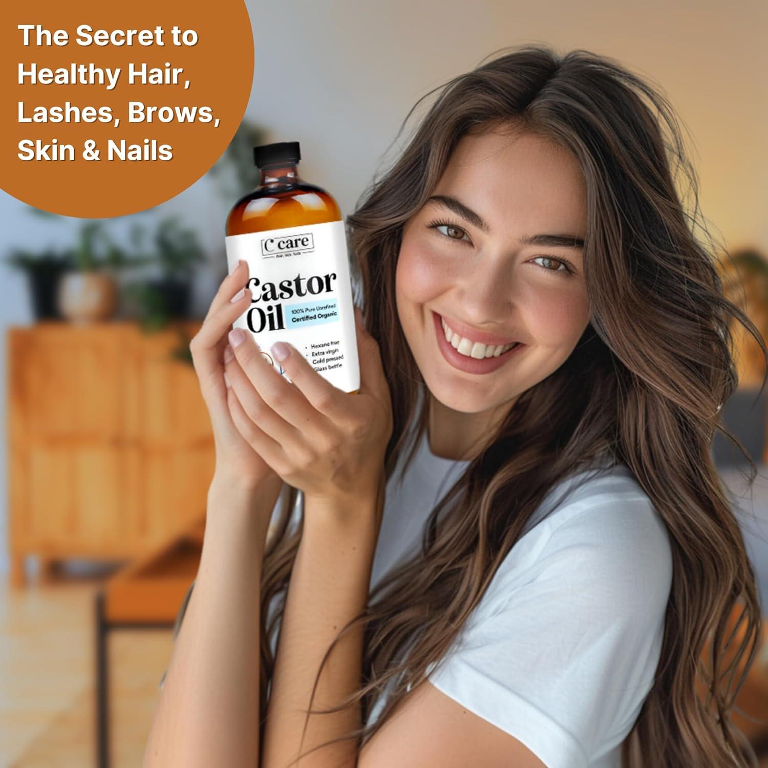 Aceite de Ricino 100% Puro Orgánico C CARE 473ml Prensado en Frío