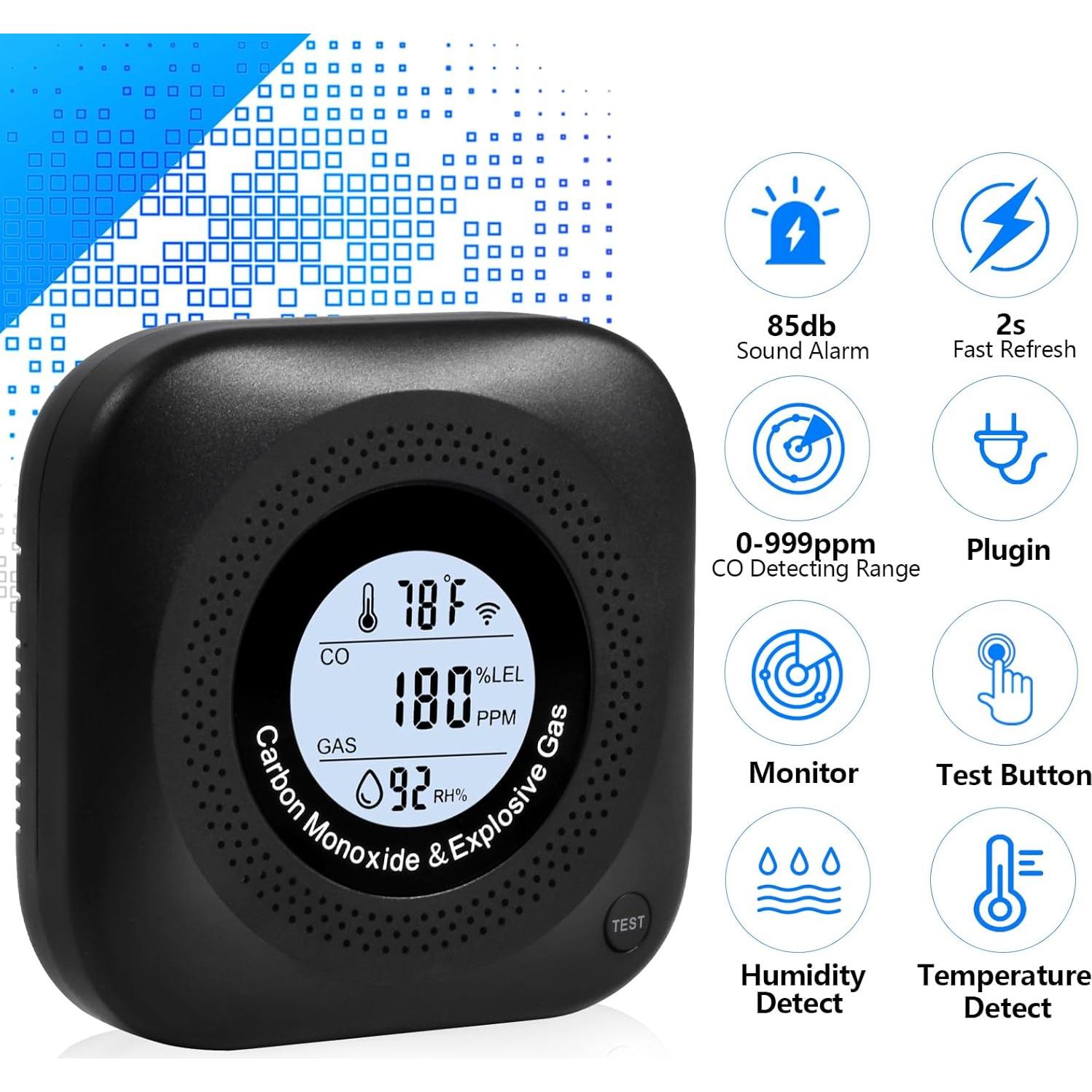 Detector de Monóxido de Carbono y Gas Daffypop YC302 Pro+