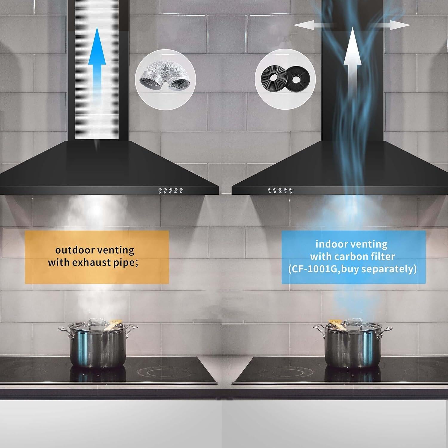 Campana Extractora SNDOAS 76 cm Negra Acero Inoxidable 450 CFM